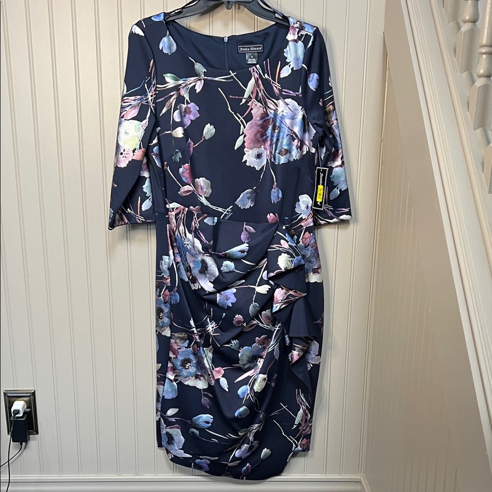 Jessica Howard Navy Floral Long Sleeve Dress